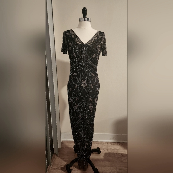 Pisarro Nights Dresses & Skirts - Beaded Mesh column gown by Pisarro Nights size 4
